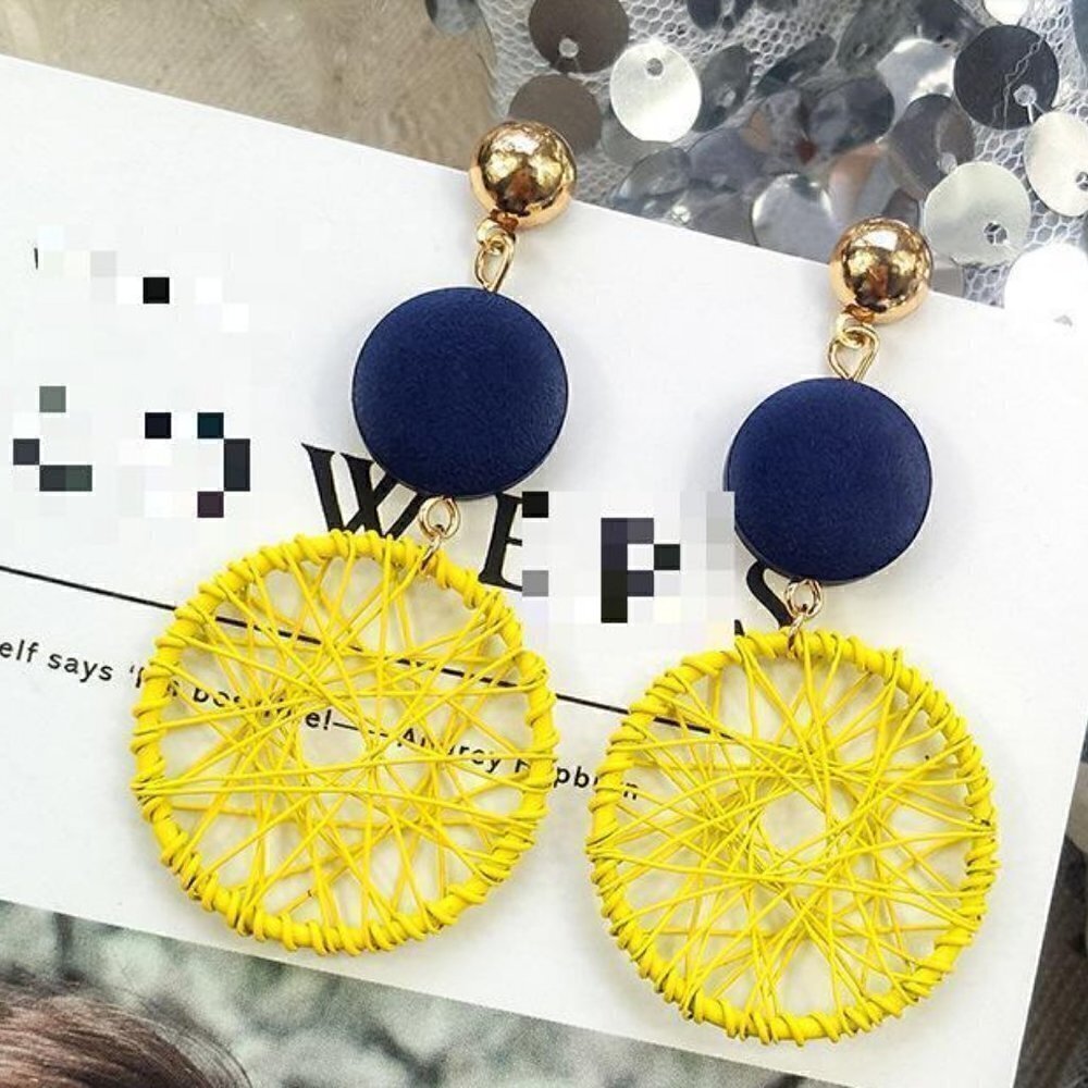 Unique Boho Big wood Circle Earrings jewelry gypsy festival